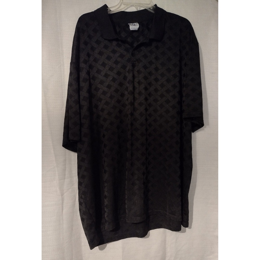 Kilburne & Finch Men's 4XLT Golf Polo Black Textured Lightweight Short Sleeve